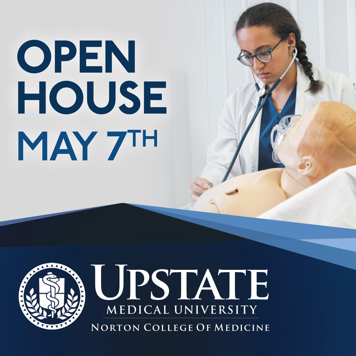 Upstate invites prospective students to our Spring Open House for the Norton College of Medicine! • Meet with faculty and learn about our medical programs • Learn about financial aid • Tour campus • Hear from current medical students Register here ▸ bit.ly/3vYDSiq