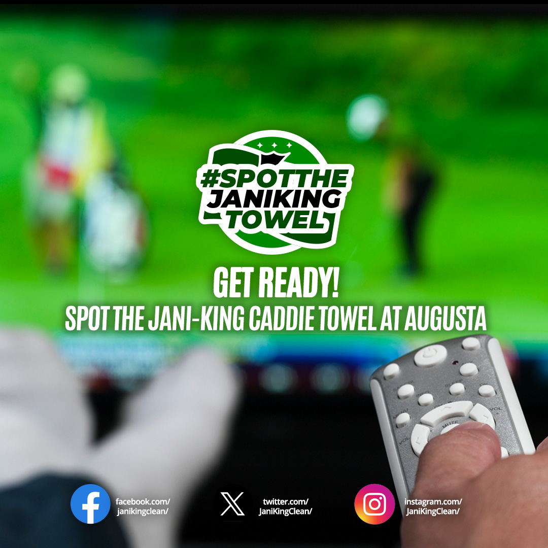 Spot the @JaniKingTowel at @themasters! Snap a pic, share, & tag @janikingclean on Facebook, Instagram, or X to enter our exclusive golf giveaway! (Must follow @janikingclean. US only. Ends 4/15.) #SpotTheTowel #SpringCleanChallenge #MakingTheSwitch #PGA #Golf #JaniKingClean