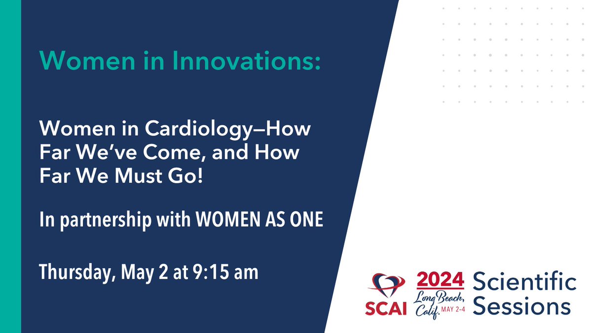 The second #SCAIWIN and @WomenAs1 joint session at #SCAI2024 will focus on the unique challenges faced by women in #InterventionalCardiology and how they have overcome these barriers. Join the all-female panel to discuss! ➡️View the session: ow.ly/iTj350R72wz