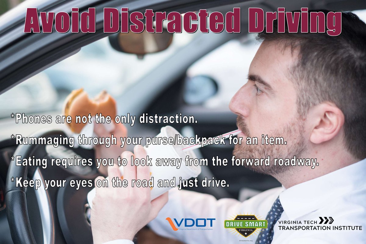 A friendly reminder from @DRIVESMARTVA, @VTTINEWS, and @VaDOT: don't be a distracted driver! #DistractedDrivingMonth #TransportationSafety ow.ly/9Lno50R8rZ0