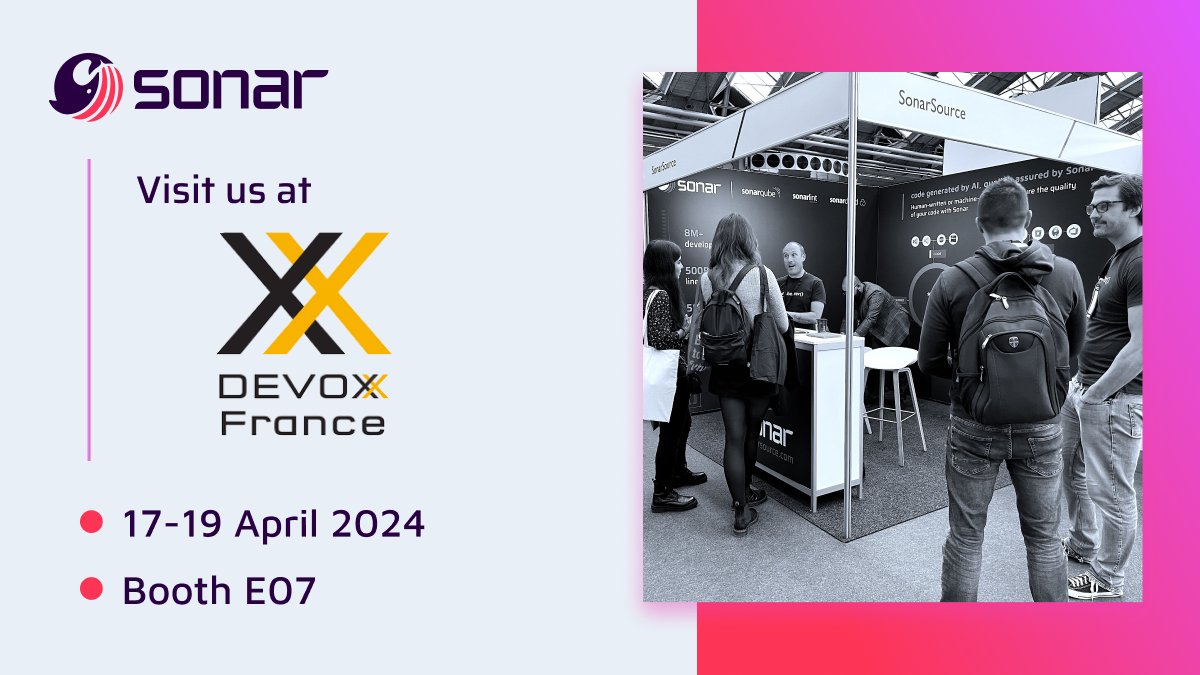 🇫🇷 Nous sommes fiers de sponsoriser #DevoxxFr ! Venez au stand n°E07 où notre équipe de développeurs vous montrera comment les solutions Clean Code de Sonar (SonarQube, SonarCloud et SonarLint) sont essentielles pour garantir la qualité du code !