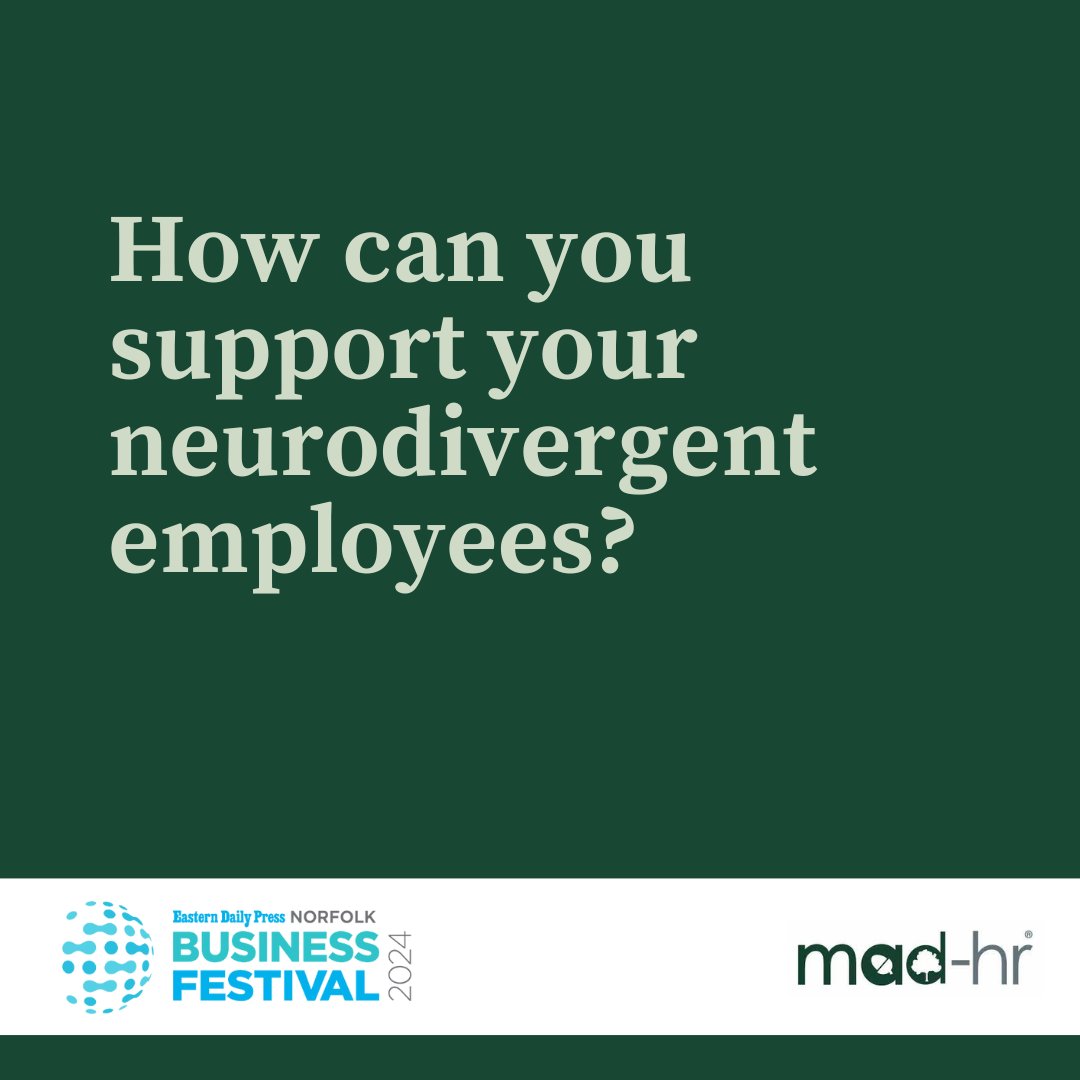 Do you know how to support your neurodivergent employees?

We are hosting a free workshop on the 25th of April around Neurodiversity in the Workplace.

Book your free place -
eventbrite.co.uk/e/neurodiversi…

#Neurodiversity #NorfolkBizFest #EDPBizFest

@EDP24 @LOCALiQ_UK @norfolkchamber