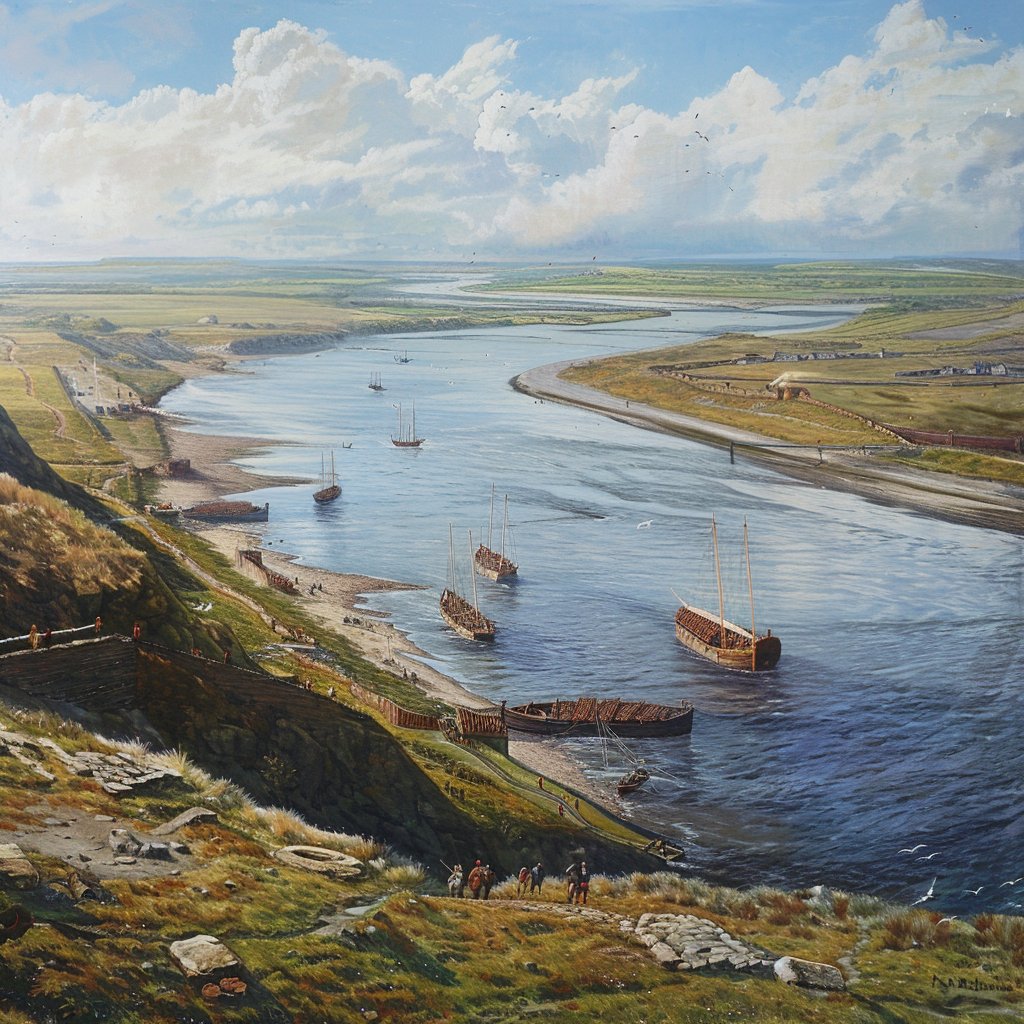 River Tyne from Arbeia in 80 AD, 40 years before the Wall. A portion of Agricola's fleet are being resupplied before his campaign in Caledonia. Watch this video to learn about the history of the fort at South Shields youtu.be/6mCAfDEm3Wg