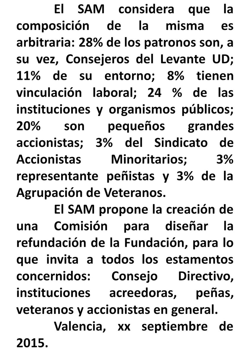 “Una Fundación de 22 patronos es muy difícil de gestionar. Irnos a una Fundación de entre cinco y seis patronos puede añadir más valor”.
Esto es lo que propuso <a href="/SAMLevanteUDSAD/">SAM</a> por medio de Valentín Serrats cuando nació la Fundación. Y volvió a pedirlo en 2015.
