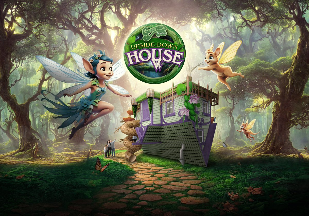 We are beyond thrilled to announce that an upside down house has landed in the most magical place in Matlock Bath - Gulliver’s Kingdom. The House is themed around fairies and forms part of the park's Fairy Kingdom area 🧚‍♀️🪄
<a href="/gulliversfun/">Gulliver's Theme Park Resorts</a> 
ow.ly/cbhQ50Re5xG