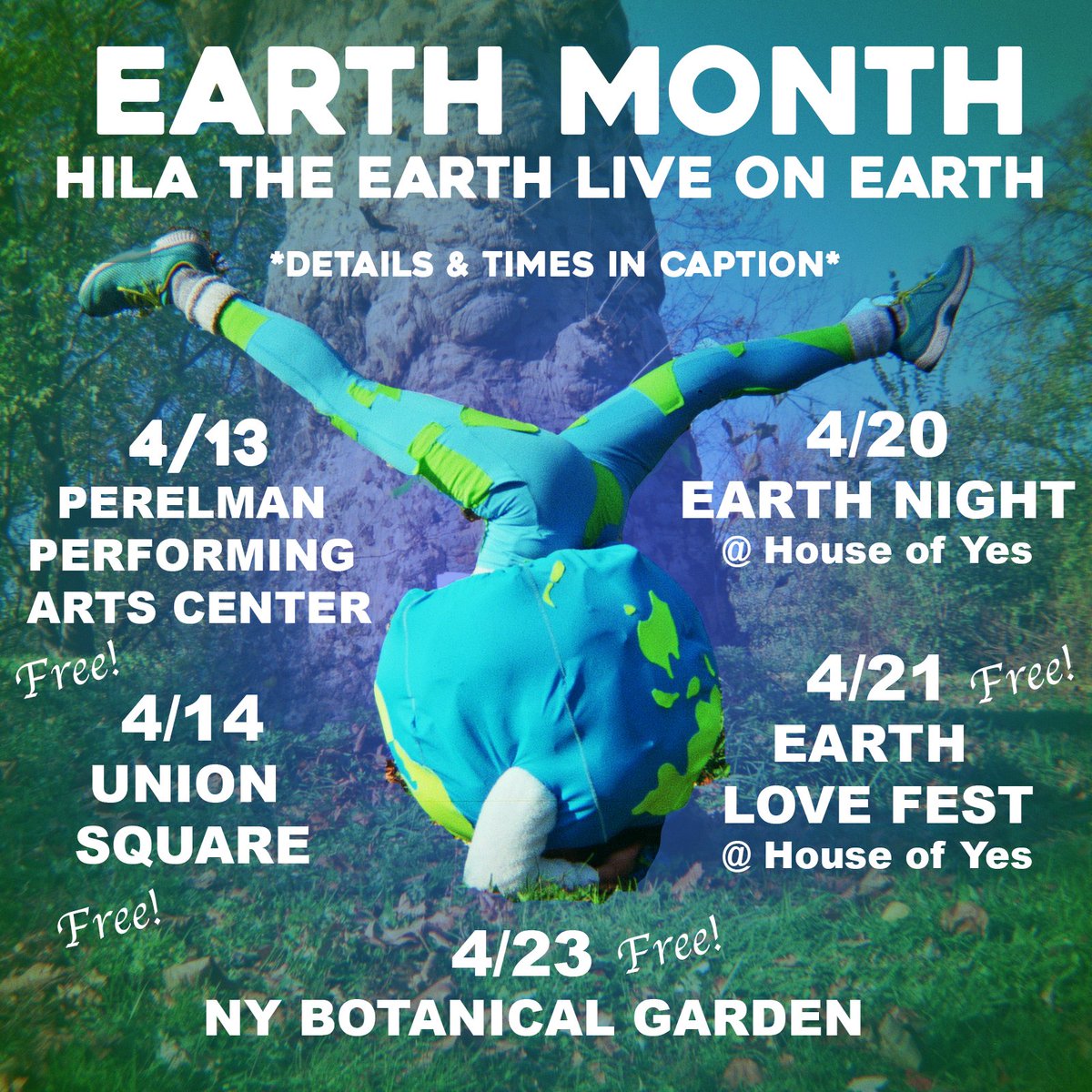 NYC COME SEE THE EARTH LIVE!
check Instagram for more details and times shorturl.at/is589