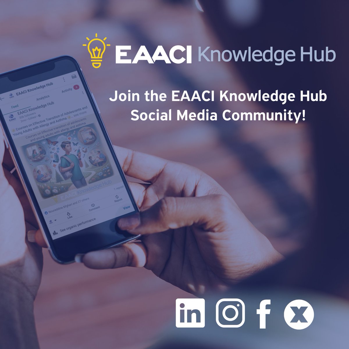 Stay Connected with EAACI KH! 🌟 Don't miss out on the latest updates from the EAACI Knowledge Hub! Join our virtual community! ✔️LinkedIn: ow.ly/ZNUG50RcSLt ✔️Instagram: ow.ly/Posm50RcSLy ✔️Facebook: ow.ly/LQFi50RcSLu ✔️X: ow.ly/PyXT50RcSLx