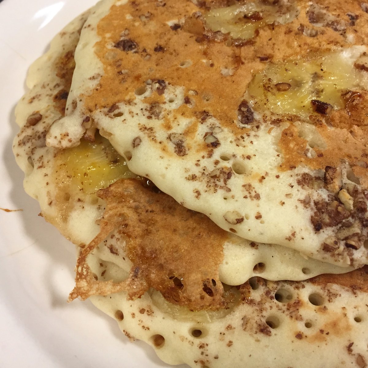 Our breakfast special this weekend is Banana Maple Pecan Pancakes! Enjoy a stack of our deliciously fluffy pancakes studded with chopped pecans, syrup, and sliced bananas.  #weekendspecial #breakfastspecial #pancakes #jakeseatery #newtownpa #richboropa