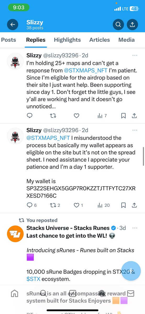 Still no response from <a href="/STXMAPS_NFT/">STXMAP | STXSTONE</a> | I’m one of the first supporters of the project. No response yet from y’all come on bruh