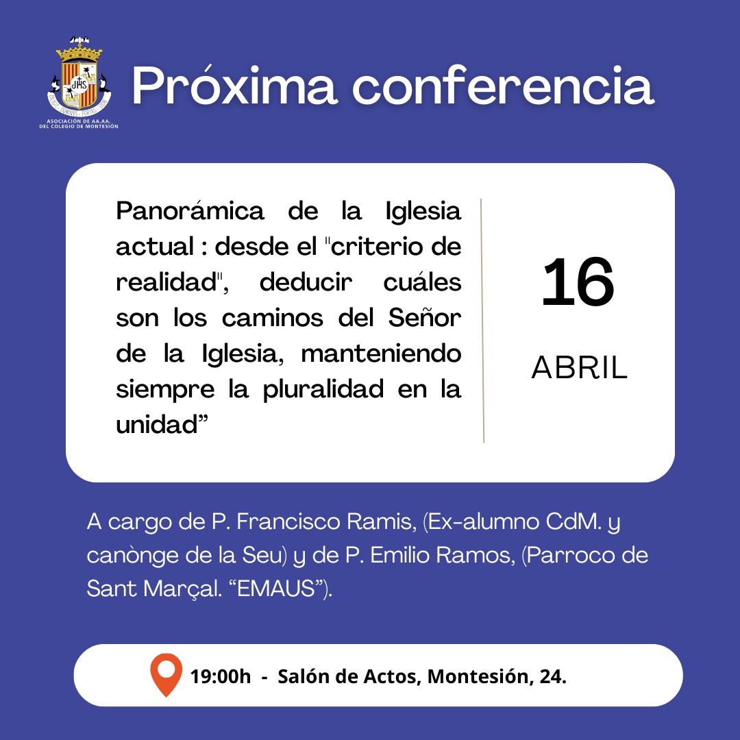 aamontesion's tweet photo. 📢 La semana que viene tienes una cita con la segunda conferencia del ciclo "𝗟𝗼 𝗾𝘂𝗲 𝗻𝗼𝘀 𝘂𝗻𝗲" 🌟 Bajo el título "Panorámica de la Iglesia actual : desde el "criterio de realidad", esta conferencia nos planteará una reflexión profunda e inspiradora sobre https://t.co/SrnH0Wc2eh