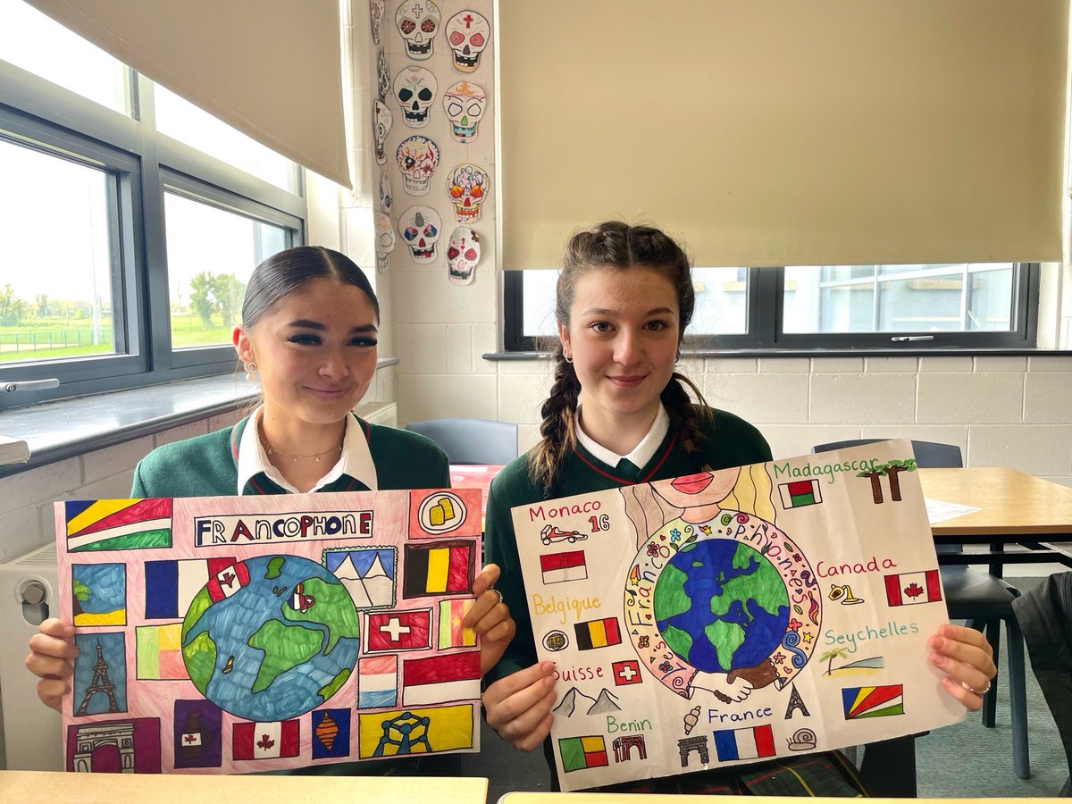 Two of our 3rd year French students - Alexandra Borza and Mia Delaney - entered the annual Francophonie Poster Competition organised by the AIPLF (Association Irlandaise des Professeurs de Langue Française) with the support of 7 embassies. Best of luck girls! 🤞🏻🇫🇷