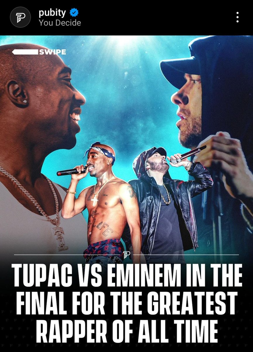 Tupac & Eminem face-off in the finals of @pubity's 'Greatest Rapper Of All Time' series. Eminem is currently winning with 78% votes.🥶