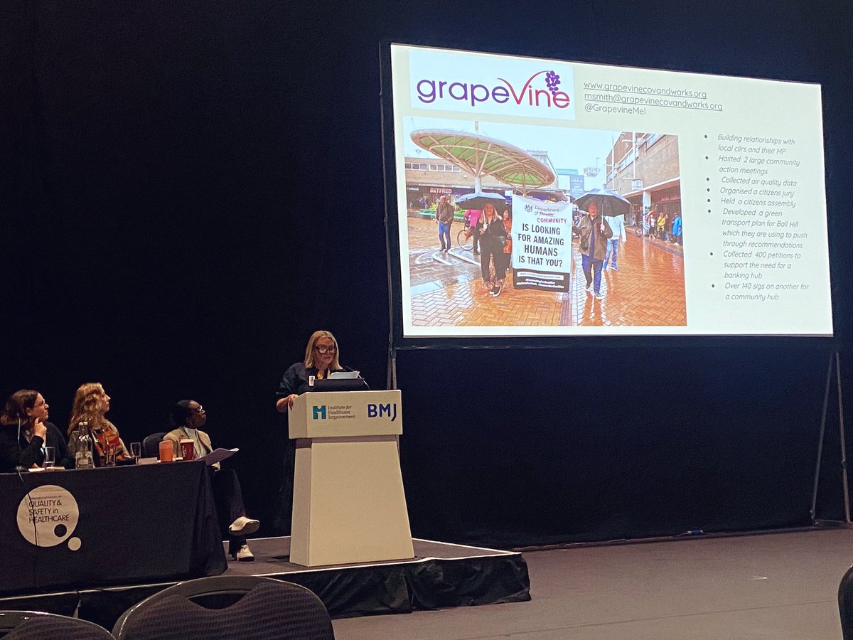 Feeling like a very proud coventrian watching @GrapevineMel share her story & showcasing the incredible improvements her & the @grapevinecandw team have made in #Coventry Love that cov is inspiring a packed room of global leaders @QualityForum #ihiforum #Quality2024 #PUSB