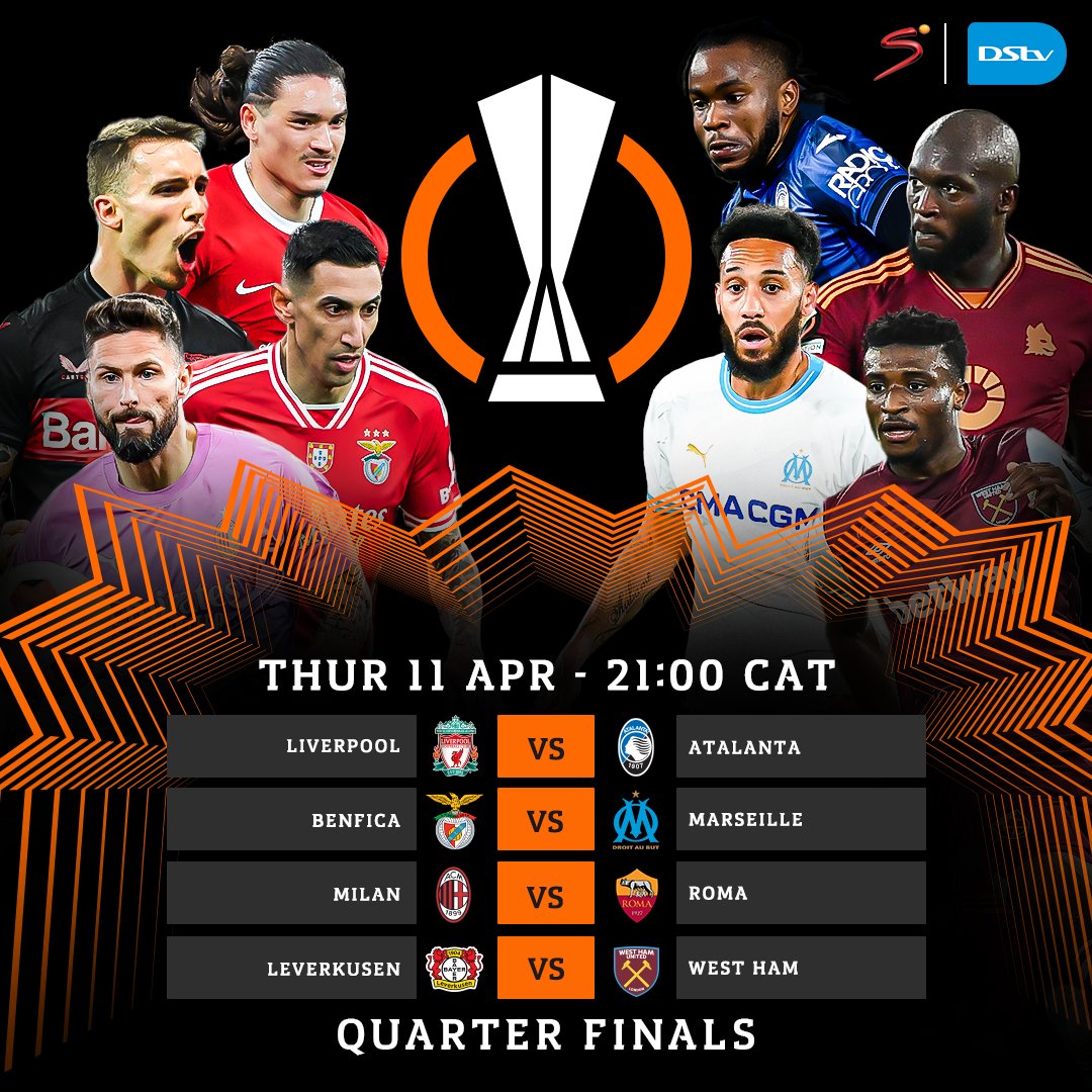 The Europa League quarter finals kick off tonight ⚽️ Who will advance to the semis? 🏆 Stay connected to DStv Compact to catch all the #UEL games LIVE on @SuperSportTV, or Stream on #DStvStream. Anywhere 📲💻