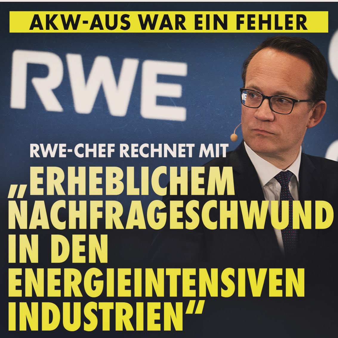 RWE-Chef rechnet mit „erheblichem Nachfrageschwund in den energieintensiven Industrien“
Markus Krebber ist Chef von RWE, dem zweitgrößten Energieversorger Deutschlands. Durch die gestiegenen Preise für Energie sieht er einen Nachfrageschwund in der Industrie kommen. Auch das von