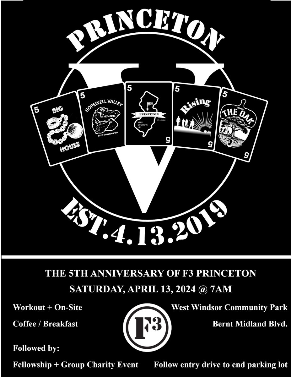 Super excited for the 5 Year Anniversary of @F3Princeton ! Grateful to @F3DosEquis, @F3WallE and @F3Four who started this journey that has positively affected men in our town, region, state and beyond. #ComeandSee what what we are all about!  #keepshowingup @F3Nation