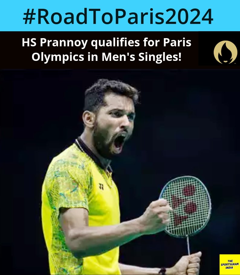 HS Prannoy qualifies for his 1st Olympic games! 🏸🇮🇳

#Paris2024 | #RoadToParis2024 | #Badminton