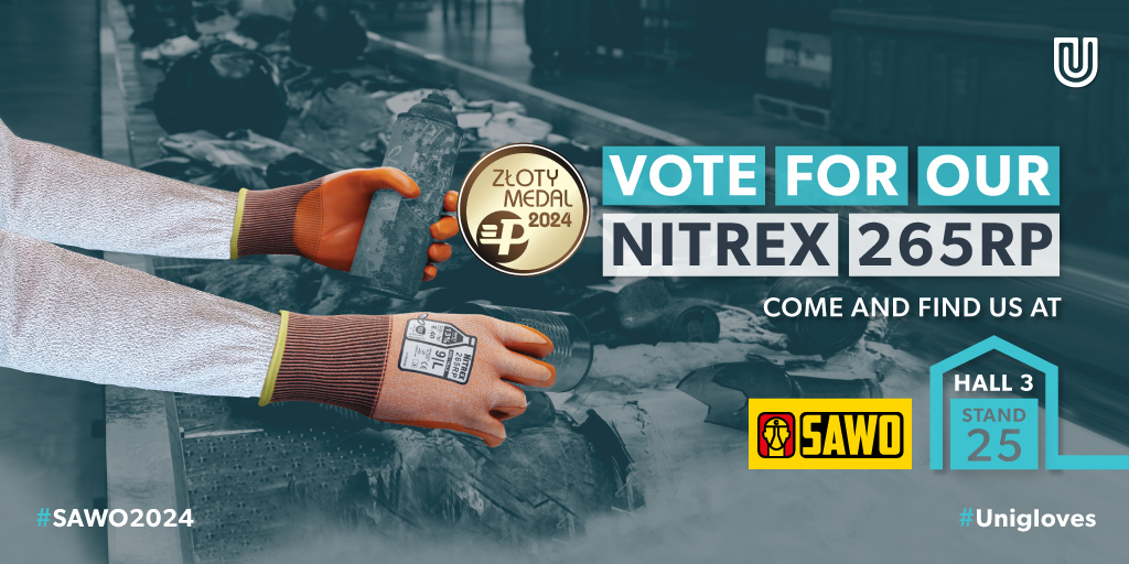 We're attending the SAWO fair in Poznań, Poland from April 23rd - 25th. Find us at Stand 25 / Hall 3! Also, our groundbreaking Nitrex 265RP is in the running for the Consumers' Choice Gold Medal Award, cast your vote here >> bit.ly/49rR9hm #Unigloves #SAWO