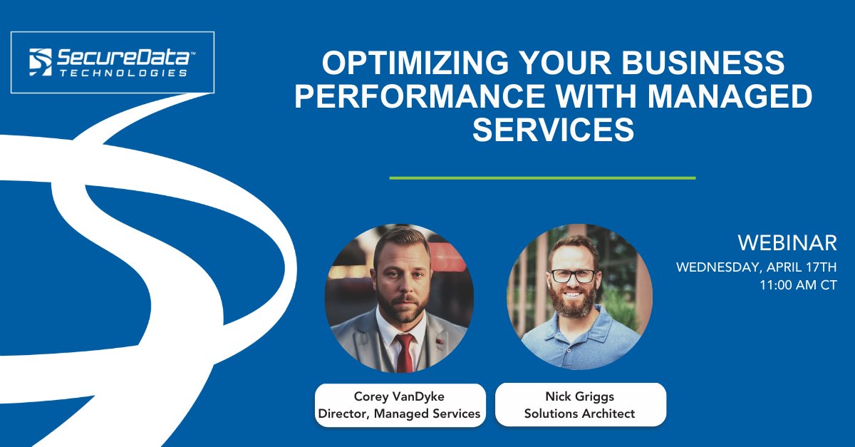 You don’t want to miss it next week! 'Optimizing your Business Performance with Managed Services” webinar. Register here: securedatatech.com/optimizing-you… #RedefiningExcellence #SecureDataTech #Webinar #ManagedServices #BusinessPerformance #Cybersecurity