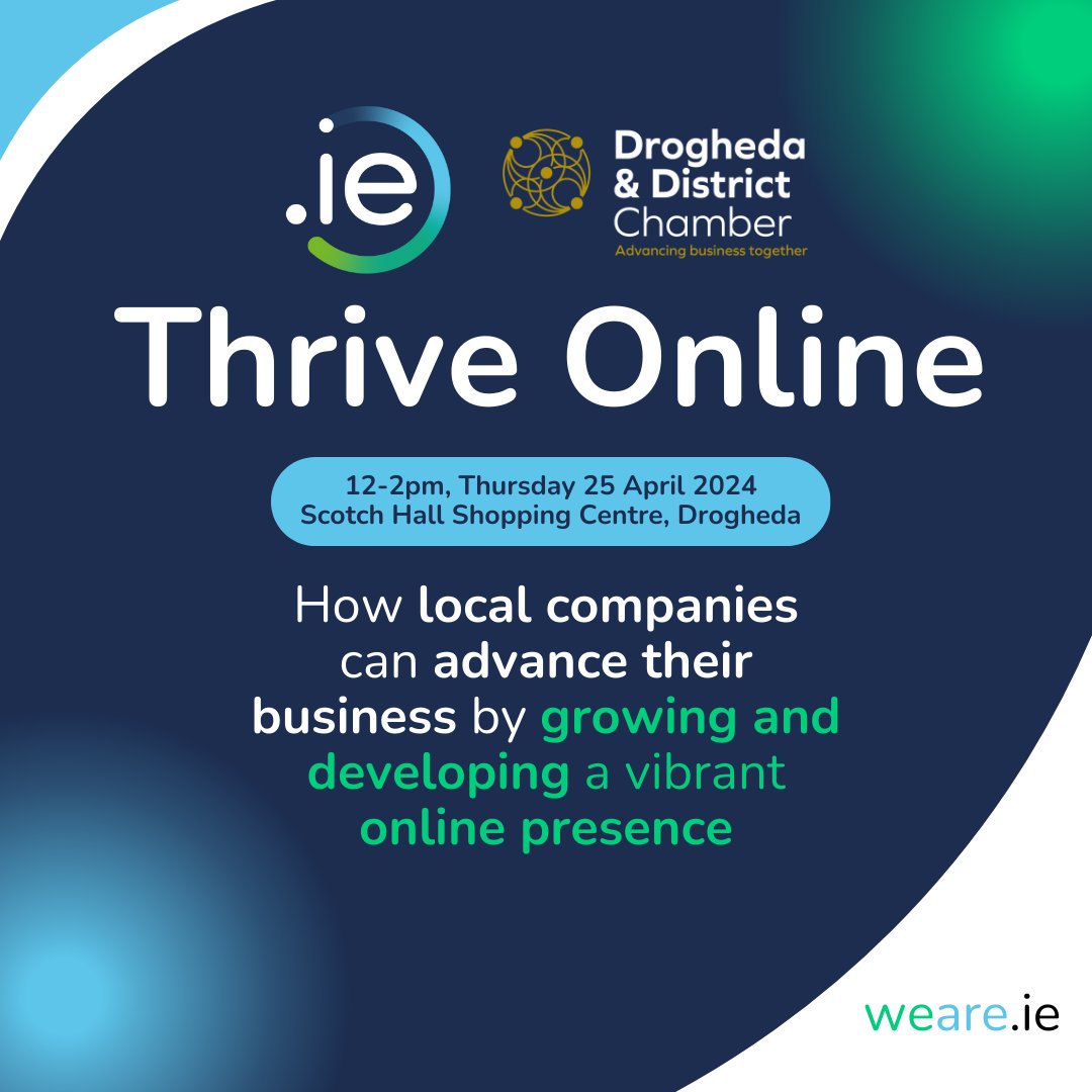 Discover how to boost your online presence at this must-attend event, ‘Thrive Online Drogheda’! 🌐 This event will be taking place in @ScotchHall 12pm-2pm, Thursday 25 April. Make sure you pop in and check it out: eventbrite.co.uk/e/thrive-onlin… #ThriveOnline #ThriveOnlineDrogheda