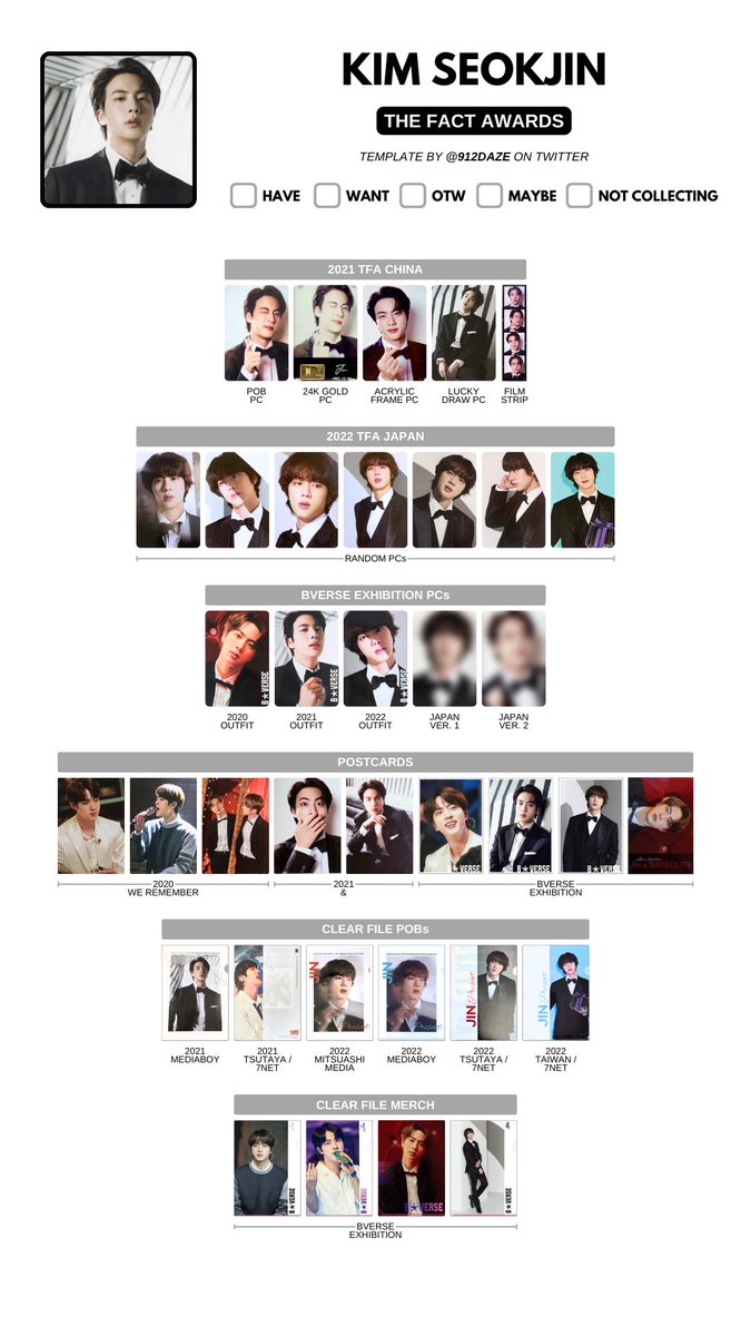 BTS TFA SE PB PHOTOCARD PC WISHLIST WL TEMPLATES✨ ⭐️ The Fact