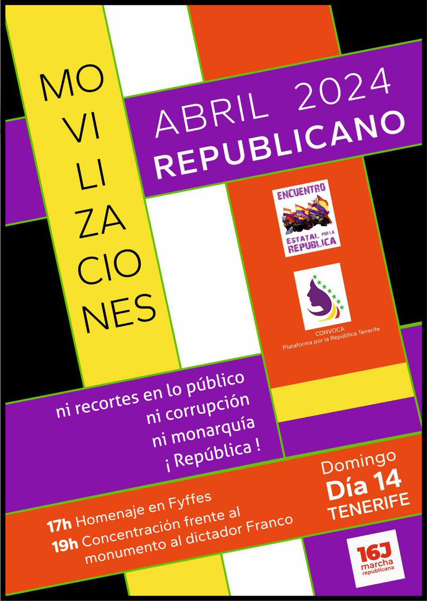 Este domingo en #SantaCruzdeTenerife reivindicamos #Republica #14Abril