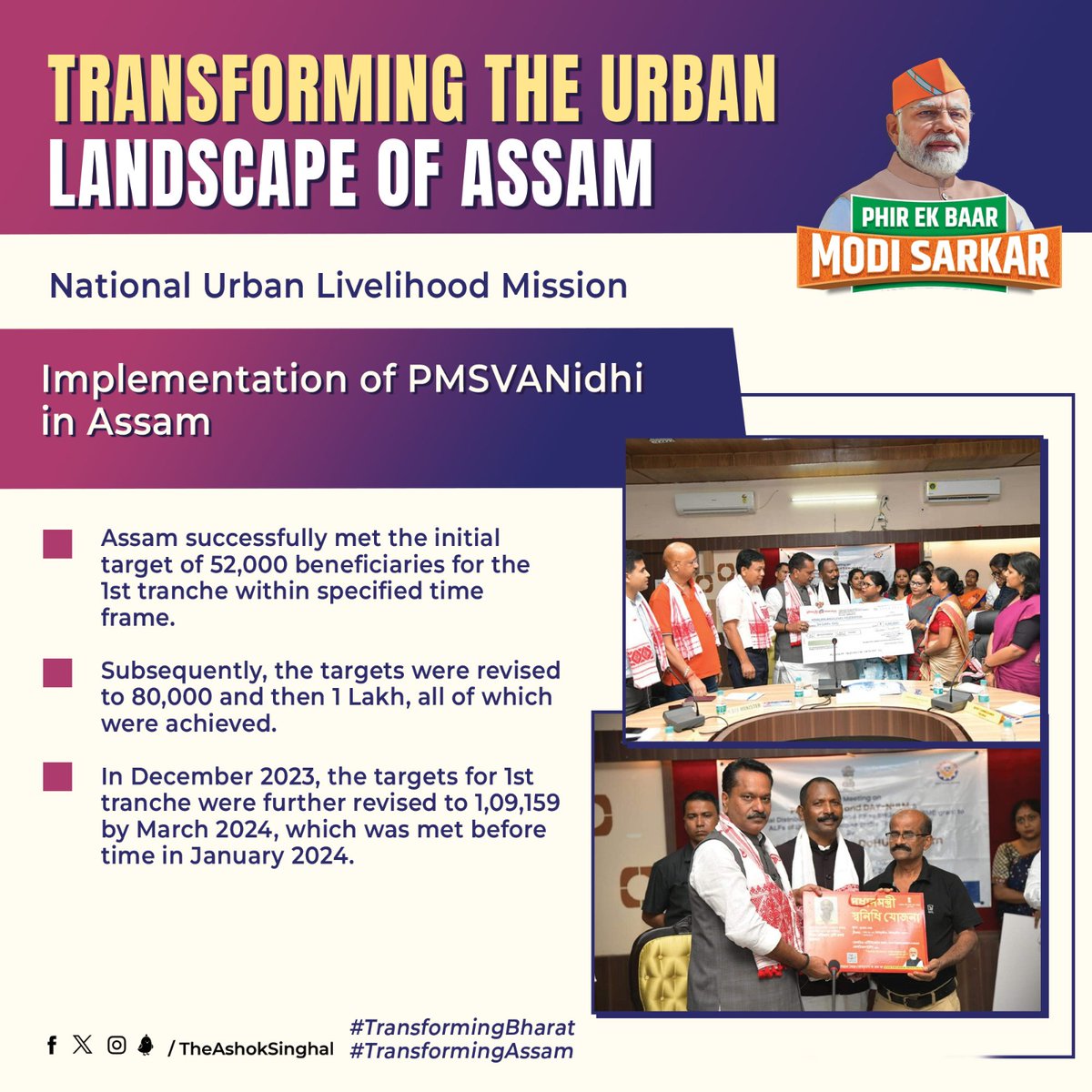 Under the visionary leadership of Hon’ble Prime Minister Shri @narendramodi ji, the @pmsvanidhi Scheme is empowering small business owners across India, igniting opportunities for youth to thrive in entrepreneurship. 

#TransformingBharat #TransformingAssam