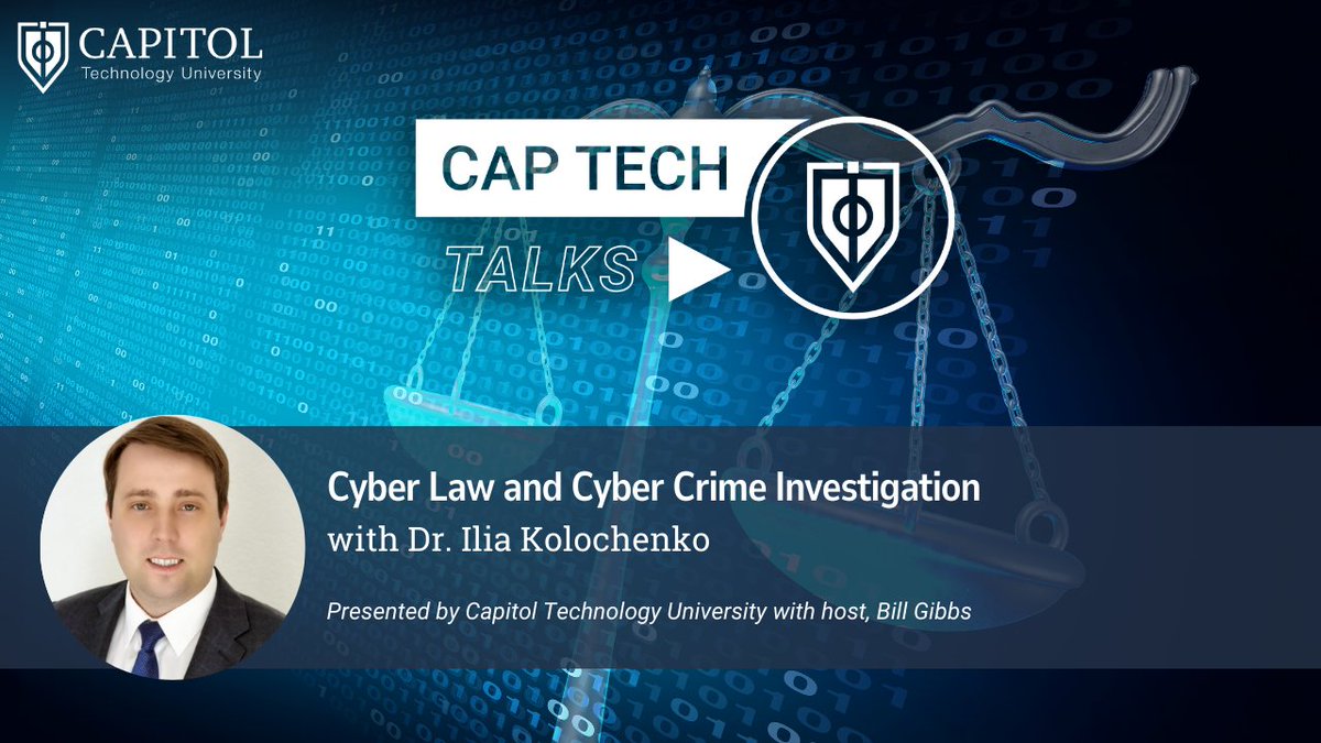 Be sure to register for our Cap Tech Talk webinar on April 18 on Cyber Law and Cyber Crime Investigation with Dr. Ilia Kolochenko and learn more about this increasingly important area of law. captechu.edu/webinars-and-p…