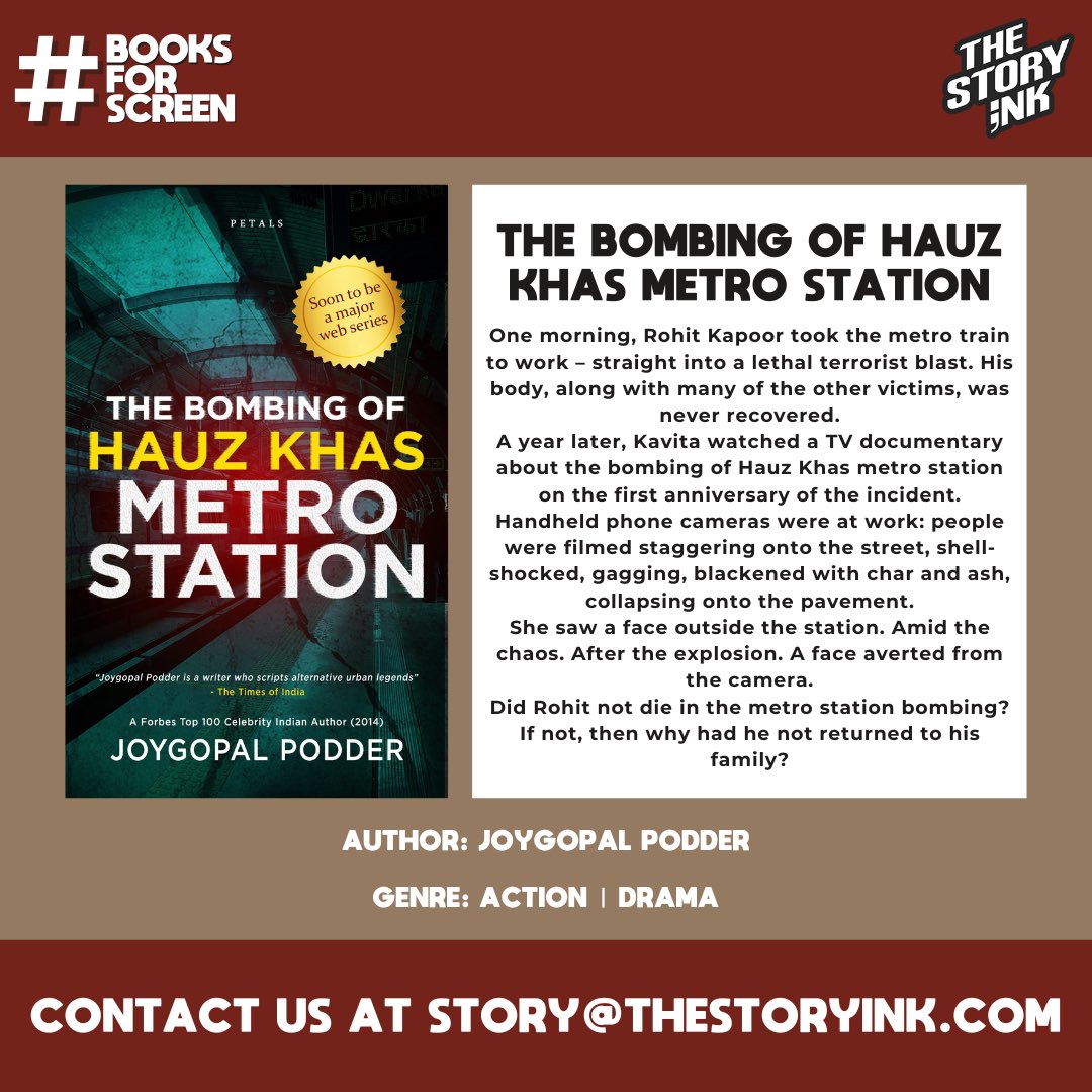 From page-turner to big screen magic! 🎬 We at #TheStoryInk are excited to showcase ‘The Bombing of Hauz Khas Metro Station’ by @joygopalpodder, now available to become a captivating screen adaptation 📚 Contact us at story@thestoryink.com for enquiries regarding screen rights.