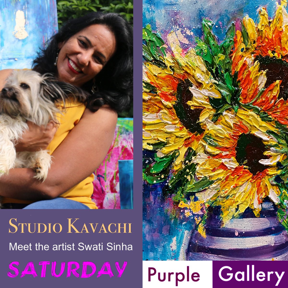 We will be holding a new Meet the Artist event with Swati Sinha this Saturday! We will of course be serving wine and nibbles. Utterly brilliant and vibrant work for Spring! Looking forward to you!! purplegallery.com #painting #art #wine #Spring2024