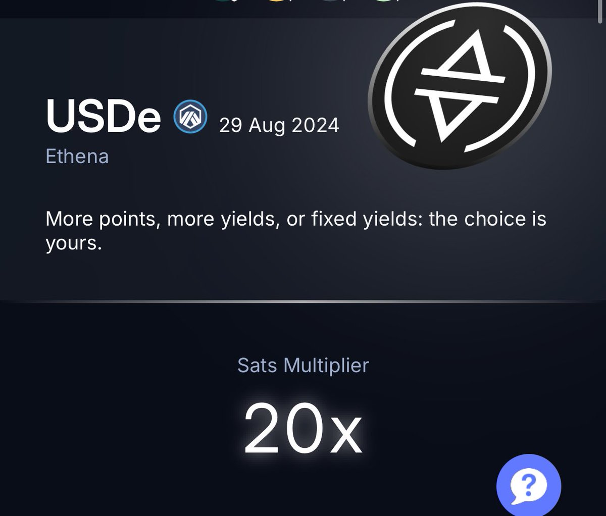 Ethena x Pendle is live on @arbitrum This marks the beginning of Ethena’s journey on Arbitrum: the bigliest L2 in the world DEX liquidity should pick up soon so if you’re a protocol feel free to integrate USDe too app.pendle.finance/points/USDe-ar…