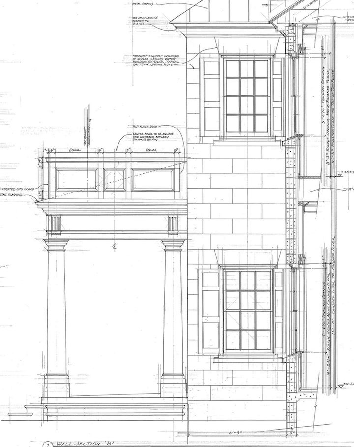 Detail elevation and wall section of a new house we designed for a site in the Lowcountry. Starting construction soon...
