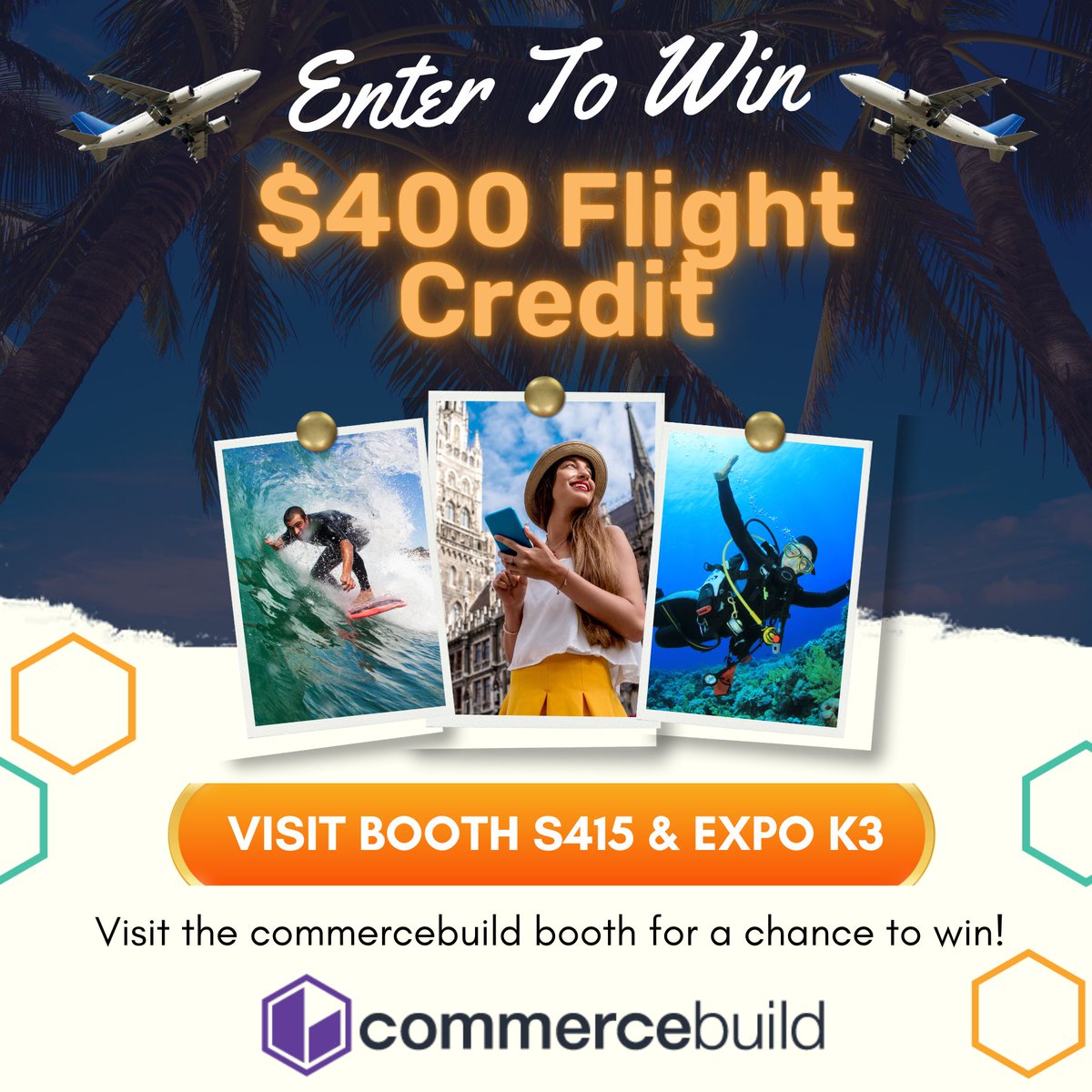 🌴✈️ Dreaming of your next getaway? Stop dreaming, start planning! Visit commercebuild at Booth S415 and Expo K3 at Directions North America for a chance to WIN a $400 flight credit!

Swing by and we’ll fill you in on how to enter.

#directionsna2024 #msdyn365bc #msdyn365