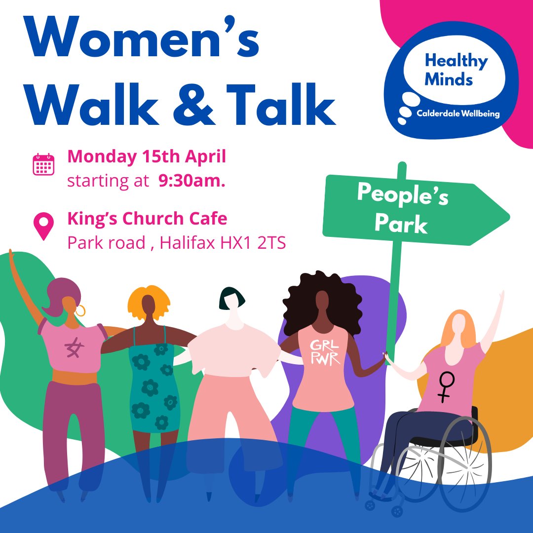 🌿Join us on Monday for a Women's Walk & Talk at People's Park!🚶‍♂️ Mon, April 15 🕥 9:30 AM 📍 King's Church Cafe FREE cuppa included! ☕ To find out more or to reserve your spot, get in touch: 📧 Email: LikeMinds@healthymindscalderdale.co.uk 📞 Call: 01422 345154