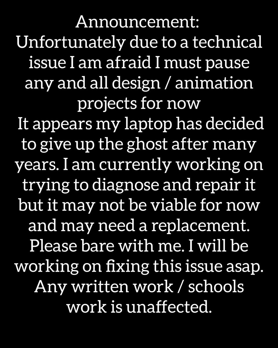 Announcement. I'm absolutely gutted as it's the best laptop I've ever had but I have backed up files and the harddrive and ram sticks seems unaffected so in the worst case work is salvageable. All affected clients have been contacted. My sincerest apologies and forgiveness