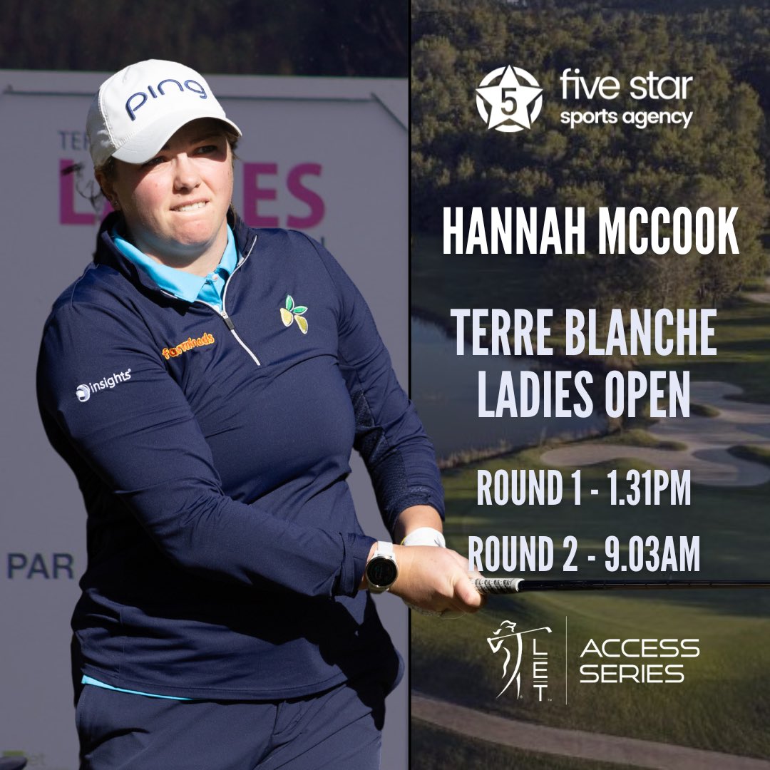 First LET Access Series event of 2024 5 Star Sports Agency client @HannahMcCook tees it up in France for the opening event of the season @LETAccess Round 1 - 1.31pm Round 2 - 9.03am