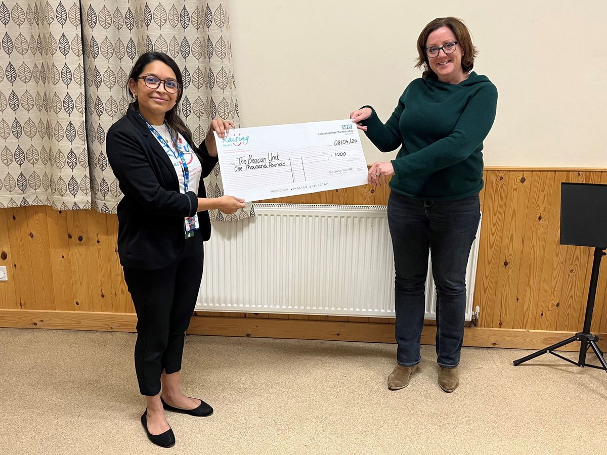 Thank you to @fleckneyparishc , for their generous donation of £1000 towards our #BringLightToTheBeacon sensory room. Join our campaign and donate to enhance the recovery journey of our children and young people with complex mental health needs: raisinghealth.org.uk/appeals/beacon… 💙