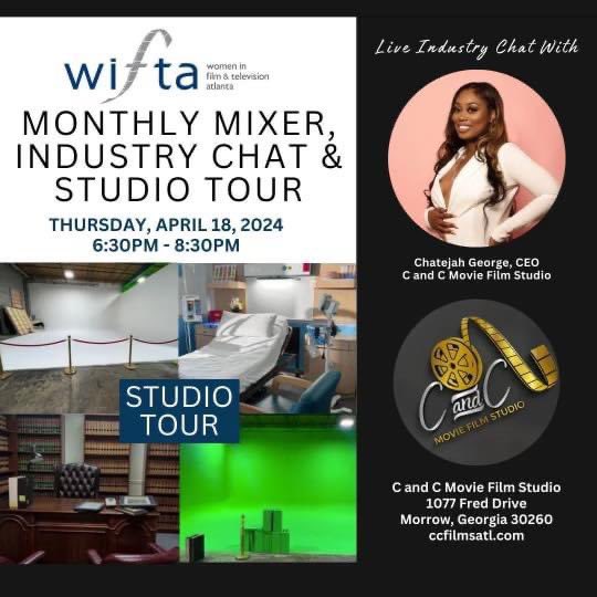 🗓️ ONE WEEK AWAY! Join Us for our April Monthly Mixer, Industry Chat, & Studio Tour happening on Thursday, April 18th at 6:30PM at C&C Movie Film Studio! 🎬 Register at wifta.org/upcoming-events #WIFTA #WIFTA50 #Atlanta #CandCMovieFilmStudio #WomenInFilm #WomenInTelevision