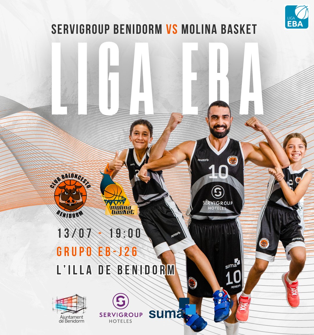 Último partido de la temporada del Servigroup Benidorm. Nuestro senior de liga EBA recibe al Sercomosa Molina Basket en el Palau para despedirse de la temporada 2023-2024 🆚 @molinabasket 📆 Sábado 13/04 🕛 19:00 🏟 Palau d'Esports L'Illa de Benidorm ¡Vamos Benidorm!🏀🐗🖤