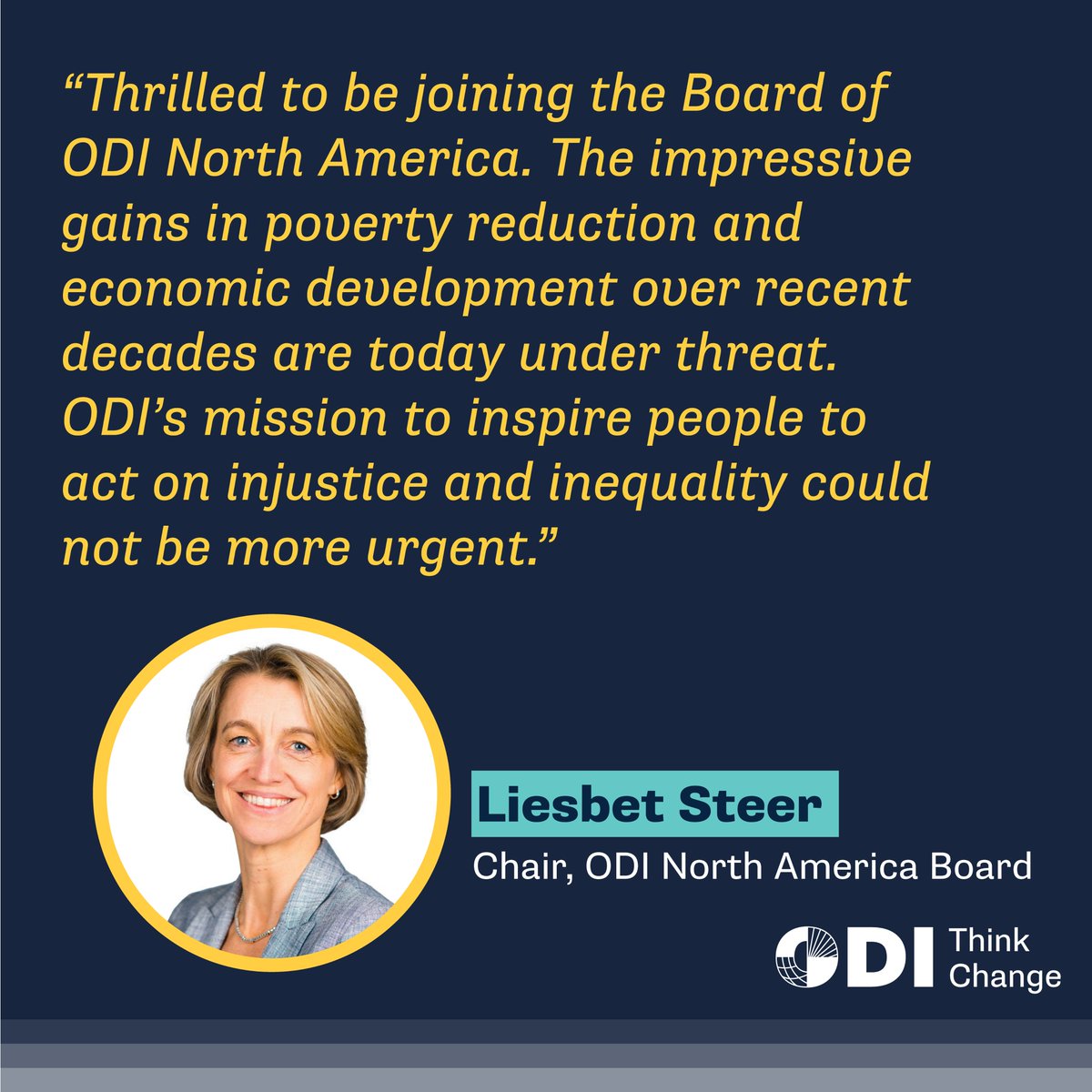 🌟 Welcome @LiesbetSteer, new Board Chair for @ODI_Global North America! With a rich background at ODI, she brings vast experience and a deep commitment to advancing evidence-based #policymaking. Her leadership will be instrumental to help drive impactful change. #ThinkChange