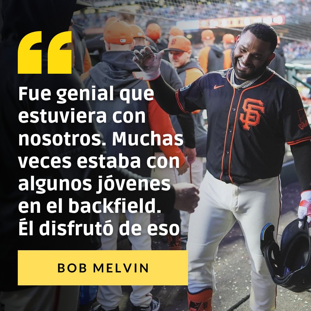 LiderEsDeporte's tweet image. Bob Melvin habló del paso que tuvo Pablo Sandoval en el ST 🥹

📌 El mánager de los Gigantes comentó cómo vivió la pretemporada “El Panda” al ayudar a los peloteros más jóvenes 
.
#PabloSandoval
#BobMelvin
#SFGiants
#MLB
#Liderendeportes