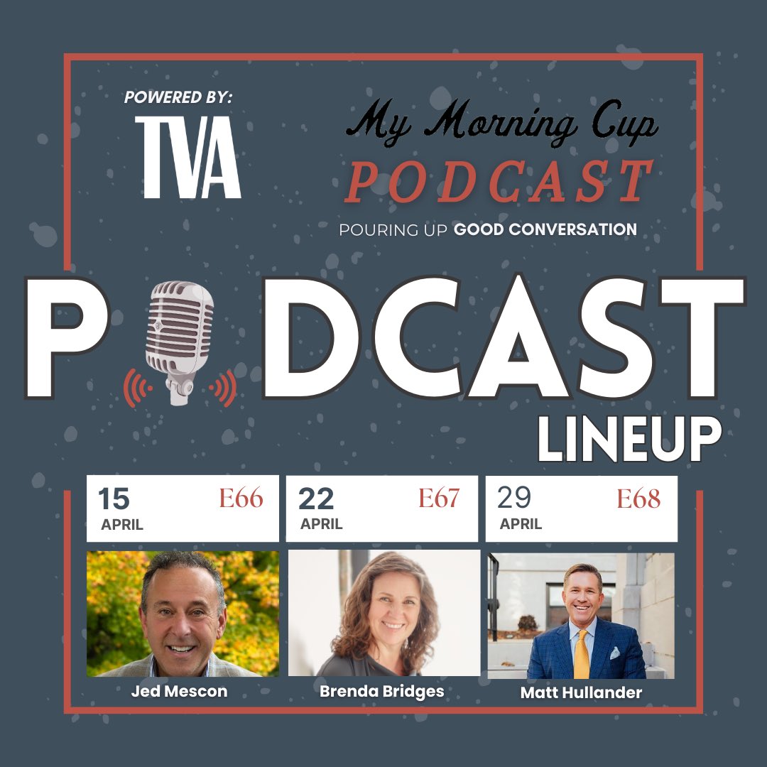 Mark you calendars for more great #MyMorningCup conversations coming your way. Thanks to @TVA for their generous support. CostaMediaAdvisors.com/#podcast