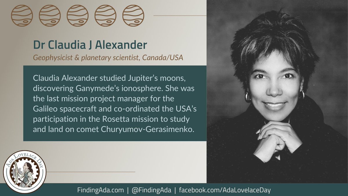 Claudia J Alexander was a Canadian-American geophysicist and planetary scientist who worked for the United States Geological Survey (USGS) and NASA's Jet Propulsion Laboratory where she oversaw Galileo's plunge into Jupiter. Read and subscribe: adalovelaceday.substack.com/p/dr-claudia-j…