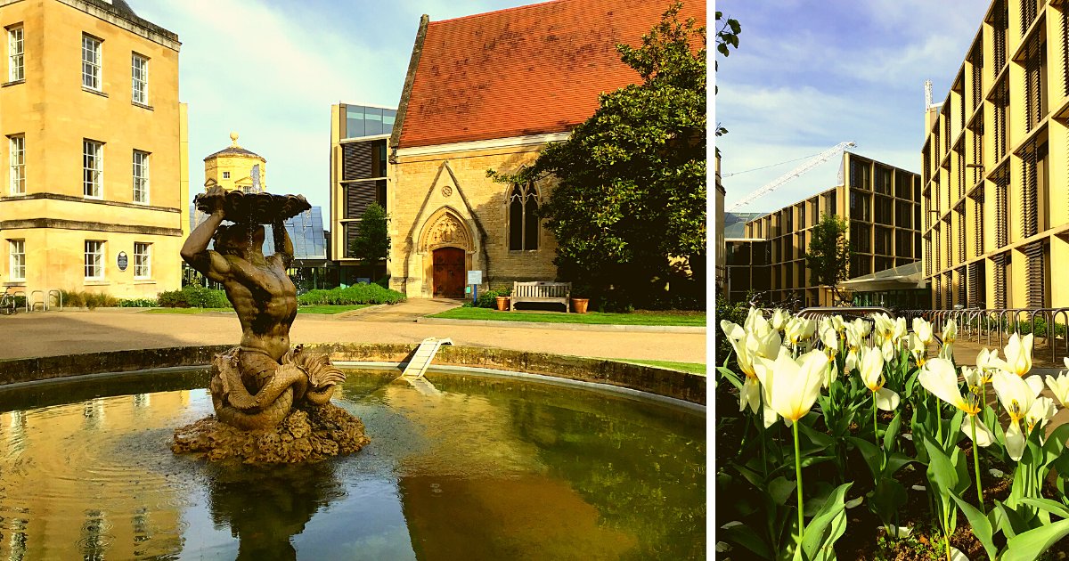 Spring tulips outside the Maths Institute, and the Triton fountain in the courtyard at the Radcliffe Observatory Quarter. 🌷 What will be happening at the Maths Institute from Fri 20 - Sun 22 Sept 2024? It's Meeting Minds, our alumni weekend! 🎉 📅 🖊️ Save the date! 📷 AO