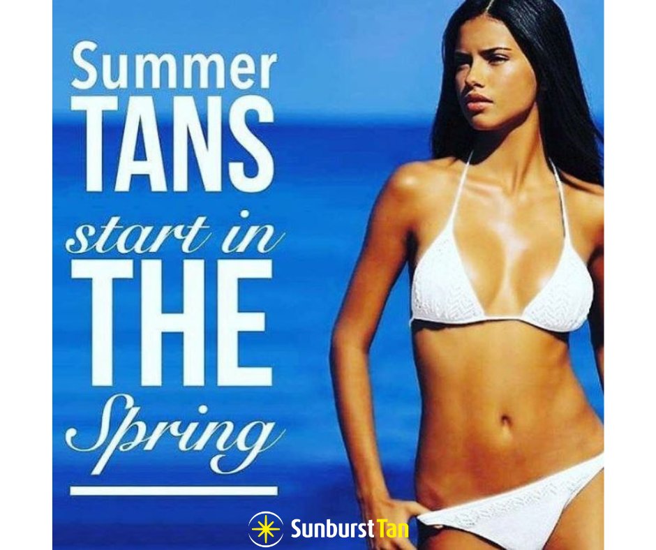 Say goodbye to your winter pallor and hello to that summer glow! ☀️  Start prepping now for those long days at the beach by getting your tan game on point. #SunburstTan #SprayTan #TanningSalon #BeachDays #tanning #summer #SummerTanGoals 😎🌴