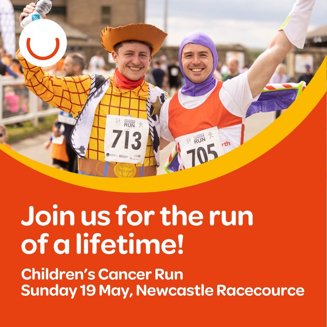 Walk, run, or jog, the Children's Cancer Run is perfect for all ages and abilities. Join us for the Children's Cancer Run on Sunday 19th May at Newcastle Racecourse: buff.ly/3Hbn4XB