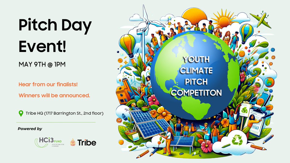 Applications have been received, finalists have been chosen, and now there are prizes to be won 👏🏽 Join us on May 9th for the live culmination of our Youth Climate Pitch Competition where one team will walk away $10,000 richer! Register here: bit.ly/YCPCpitchday