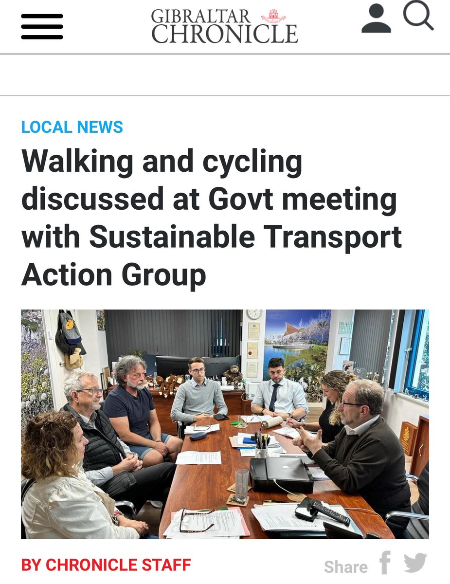 Walking & cycling discussed at Govt meeting with STAG. Great to see active engagement to promote cycling & walking within the community #gibraltar