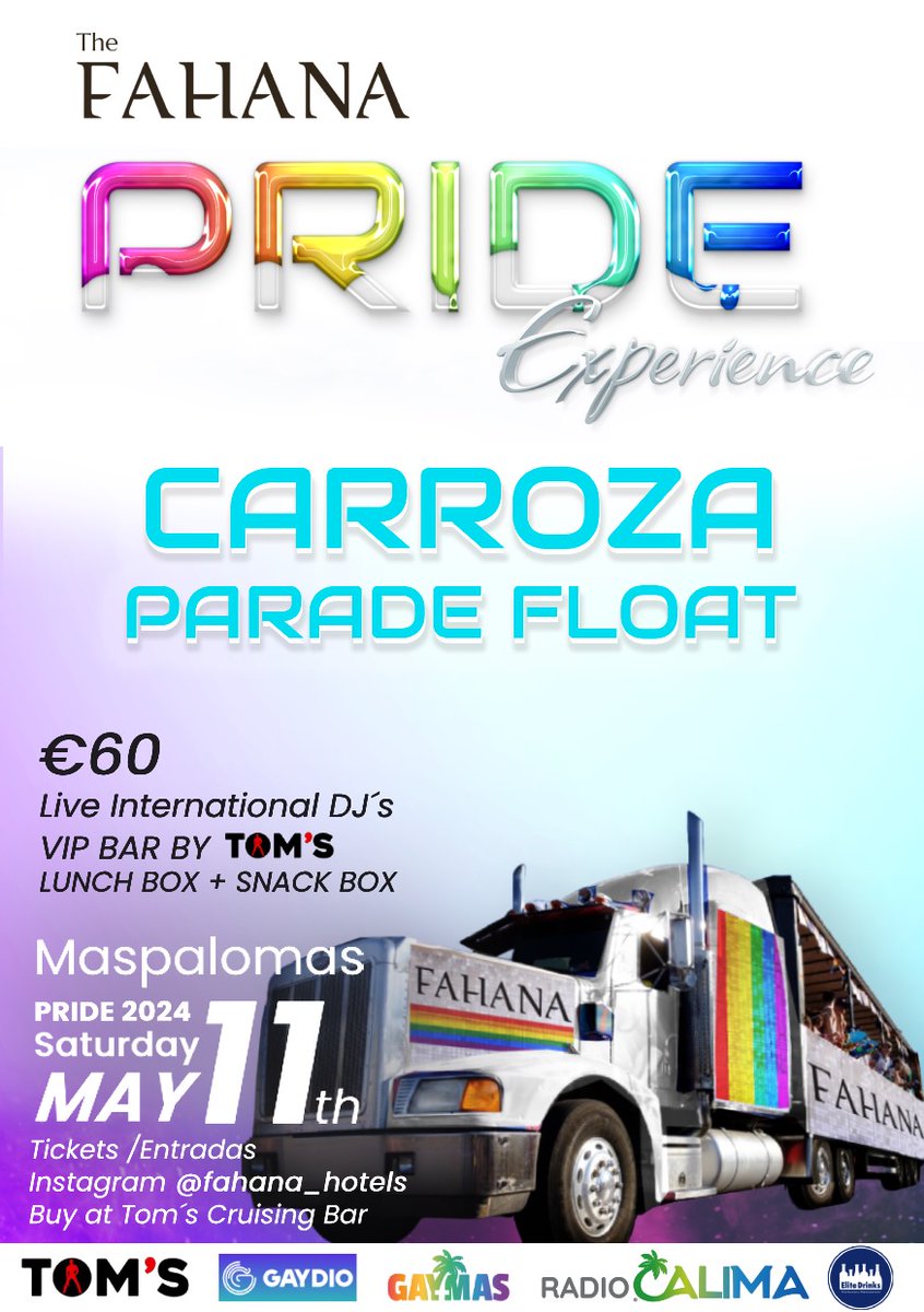 Looking forward to being a part of the #maspalomaspride parade this this year, playing some funky goodness on the Fahana Hotels float!