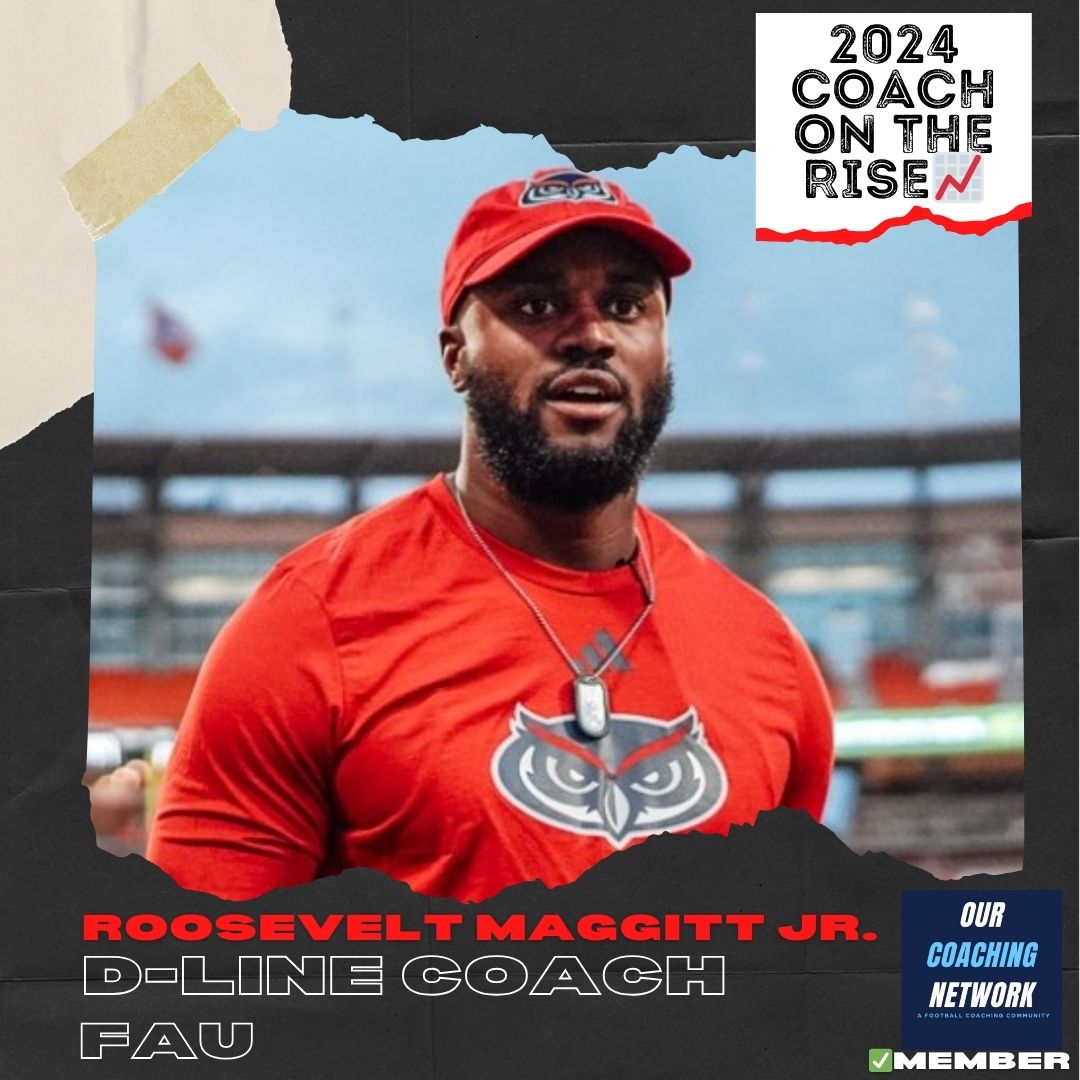 🏈G5 Coach on The Rise📈 @FAUFootball's Defensive Line @CoachMaggitt38 is one of the Top DL Coaches in CFB ✅ And he is a 2024 Our Coaching Network Top G5 Coach on the Rise📈 G5 Coach on The Rise🧵👇
